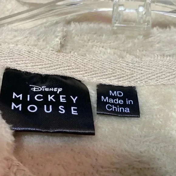 Disney Mickey Mouse tan soft fuzzy hoodie top shirt size Medium - Picture 8 of 11